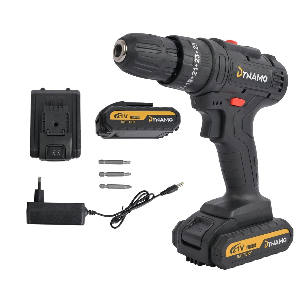 Kit Taladro Destornillador Inalámbrico Dynamo 21V 2 baterías