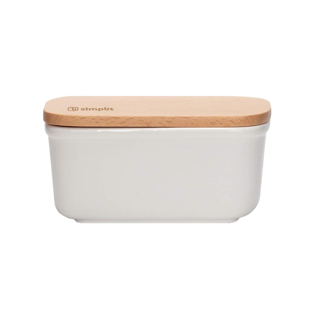 Mantequillero de Cerámica Tapa Bamboo 300 ml Simplit