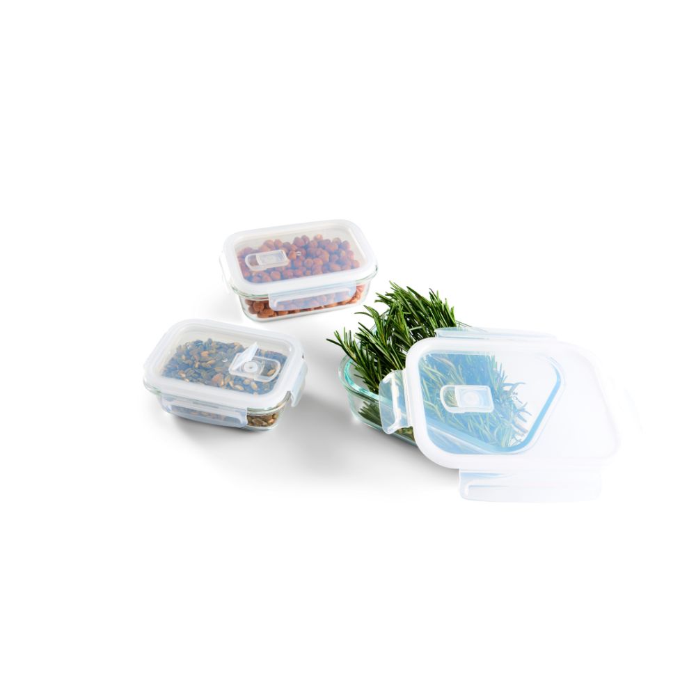 Set De 3 Contenedores De Vidrio Con Tapas Plasticas DAY
