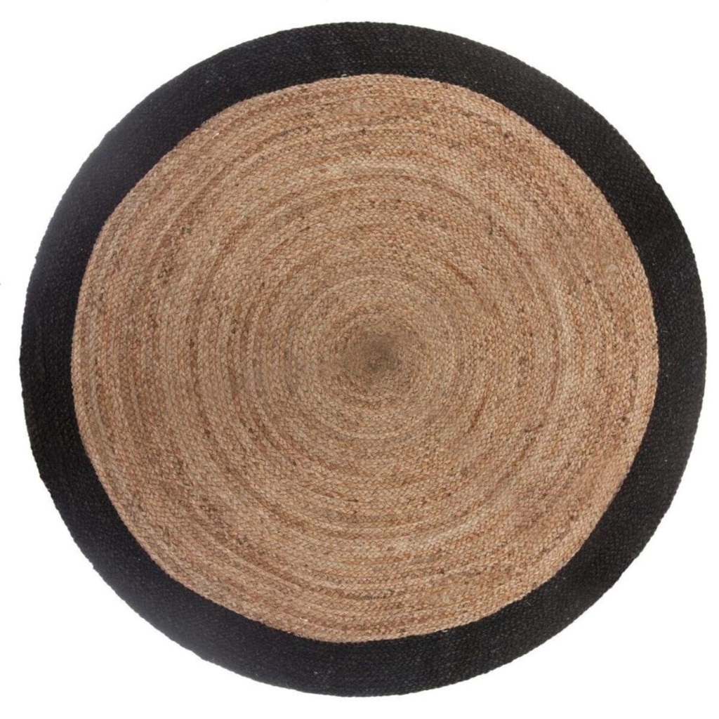 Alfombra Yute Redonda Con Borde Negro 120 cm Atmosphera
