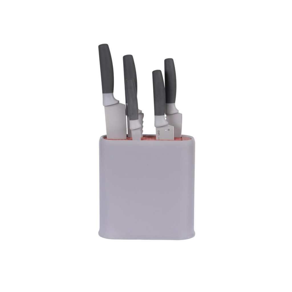 Taco De Cuchillos 6 Pcs Gris Leo Berghoff