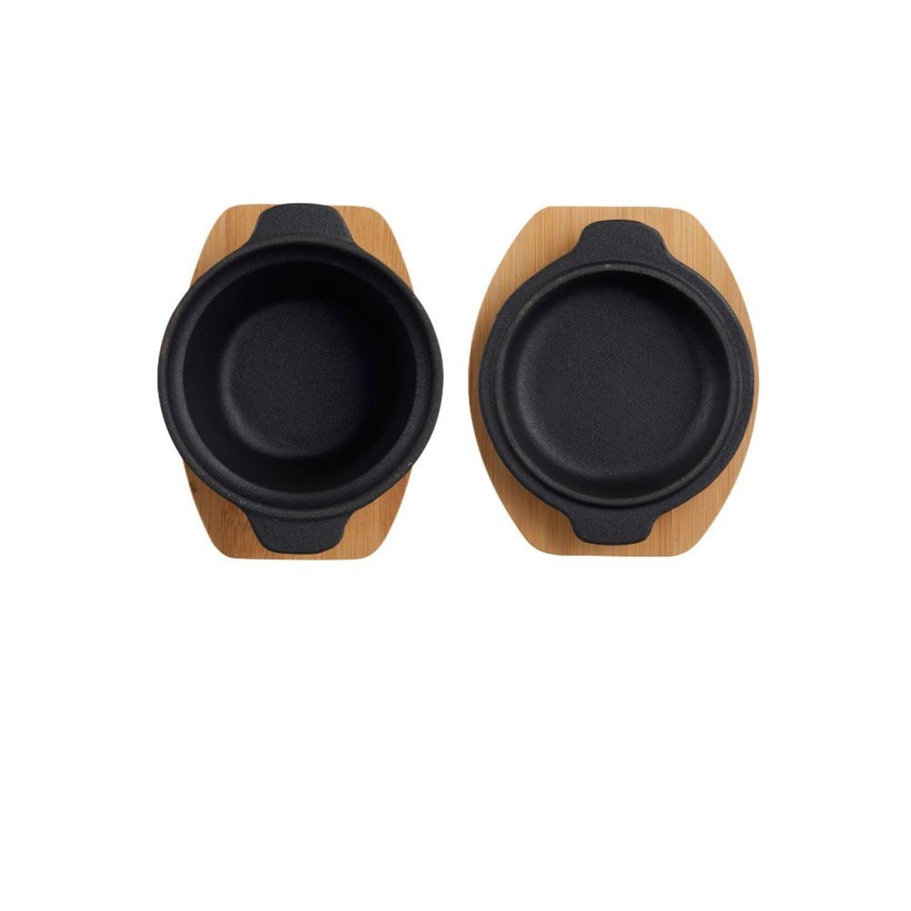 Set de 2 Fuentes de Fierro Fundido + Tabla de Bambú Dangrill