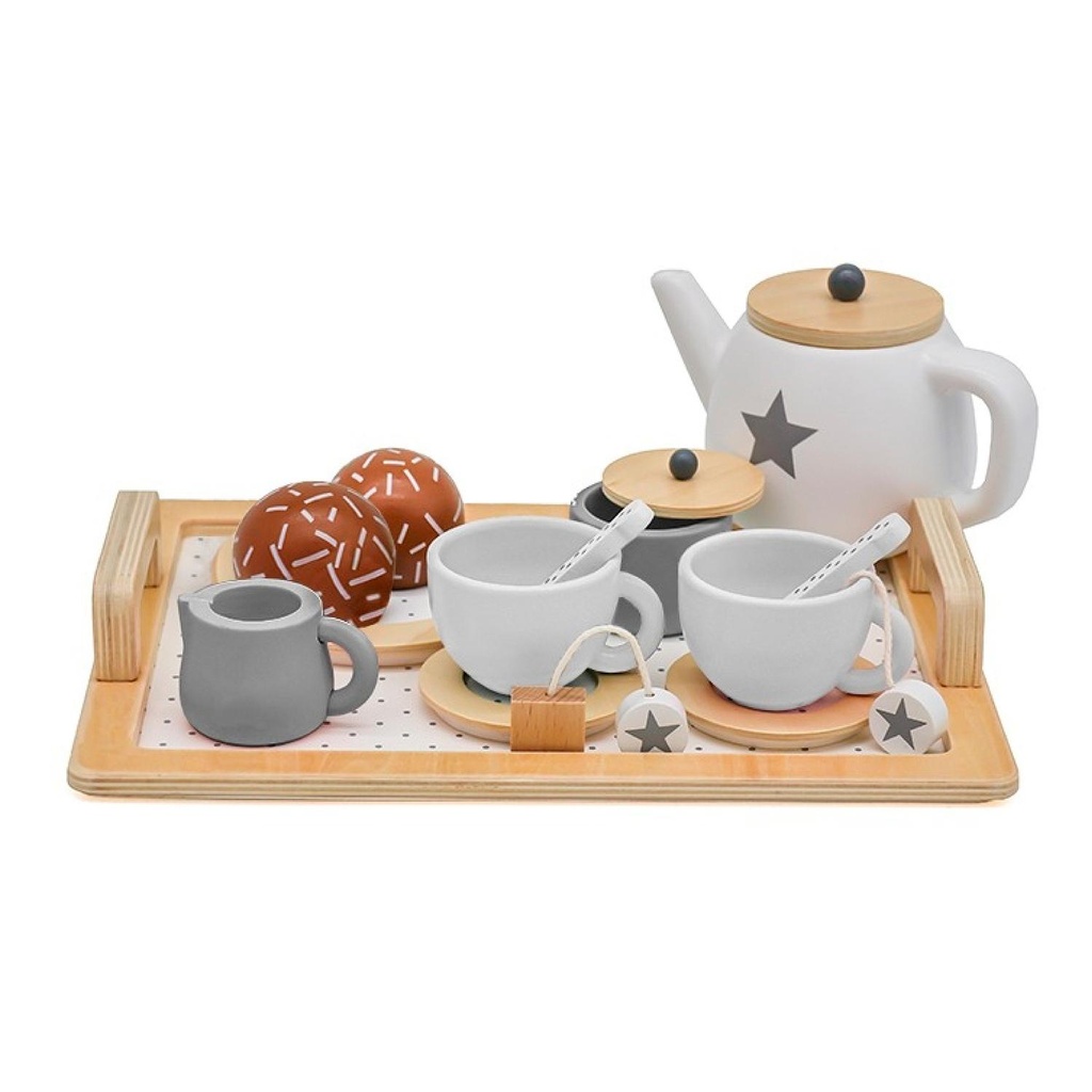 Set Juego Tazas De Té Juguete Didáctico 16pcs Madera Bandú