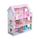 Casa De Muñecas Clásica Madera Rosada Con Accesorios Bandú