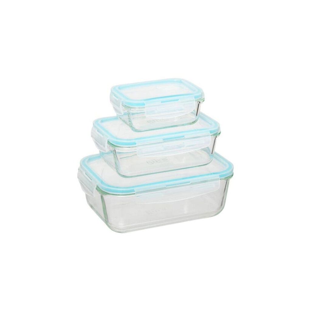 Set De 3 Contenedores De Vidrio Tapa Plastica 5Five