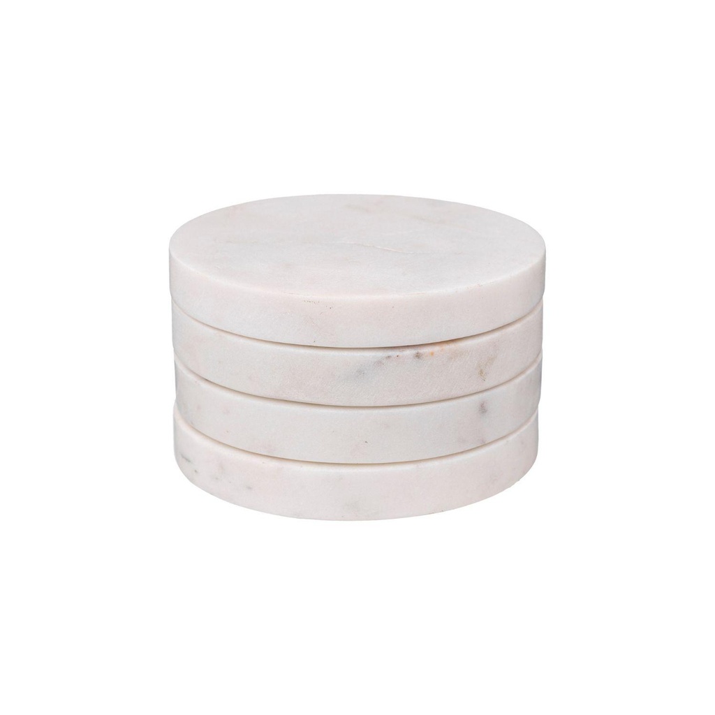 Set de 6 Posavasos Redondos de Bambú con Soporte