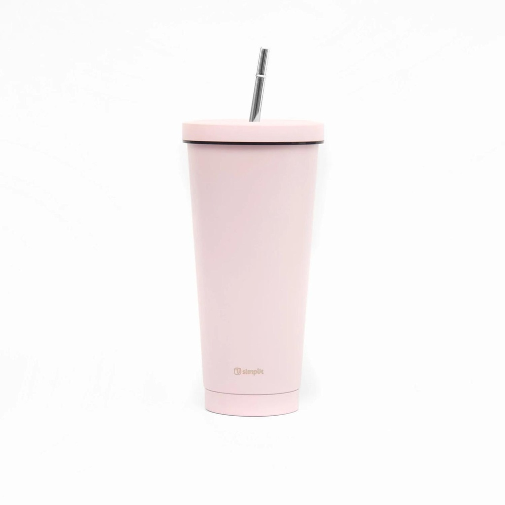 Vaso Térmico Tumbler 750ml Tapa y Bombilla Rosado Simplit
