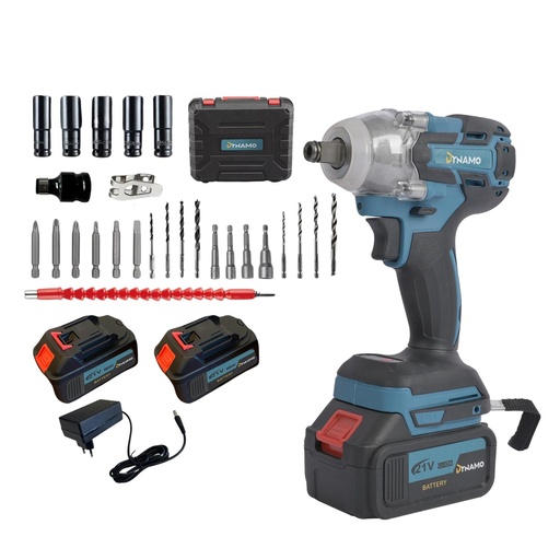 [DYNLLAIMP] Llave de Impacto Inalámbrica Dynamo 21V + 2 Baterias y Acss