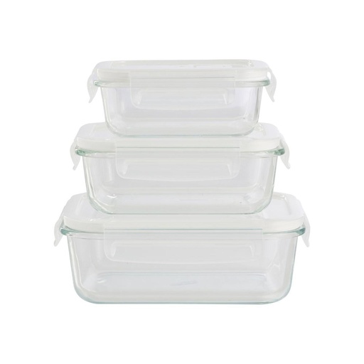 [74049] Set De 3 Contenedores De Vidrio Con Tapas Plasticas DAY