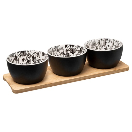 [176926] Set Tabla + 3 Posillos Aperitivo Black Secret De Gourmet