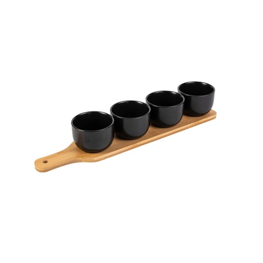 [145763] Set Tabla + 4 Posillos Aperitivo Black Ed Secret de Gourmet