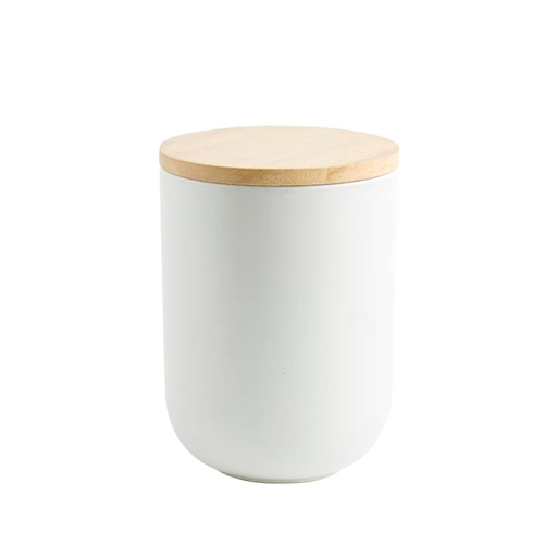 [1660858828618] Contenedor Cerámica Hermético Tapa Madera M Blanco Simplit