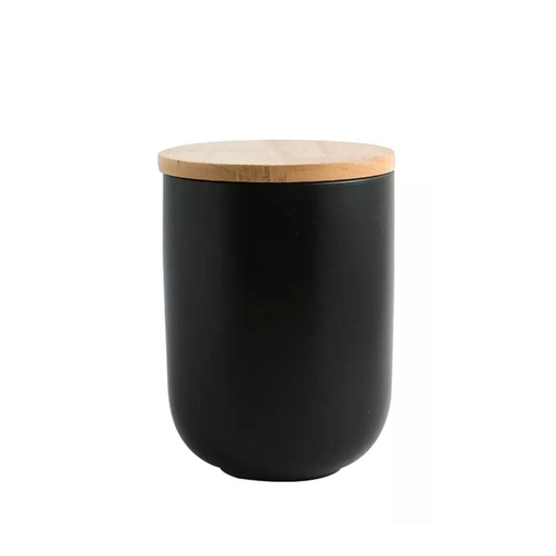 [1660858776726] Contenedor de Cerámica Hermético Tapa Madera M Negro Simplit