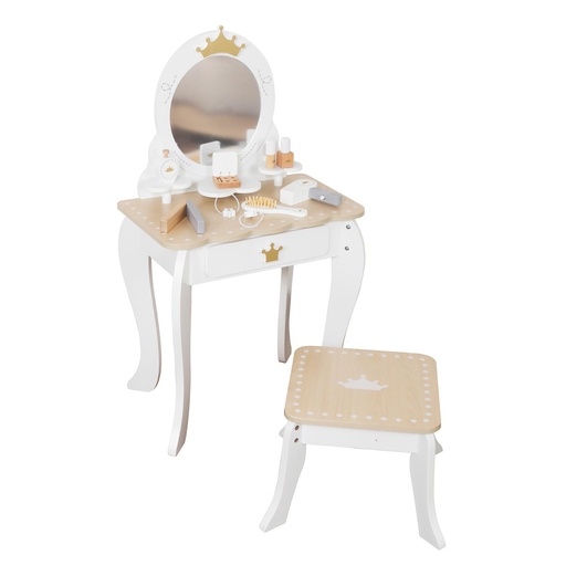 [BDTOCMD-WH] Tocador Infantil Para Niñas Espejo Maquillaje Madera Bandú