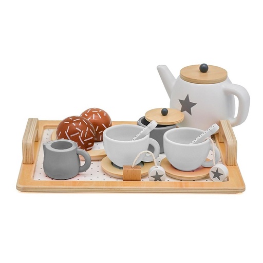 [BDJUESETTE] Set Juego Tazas De Té Juguete Didáctico 16pcs Madera Bandú