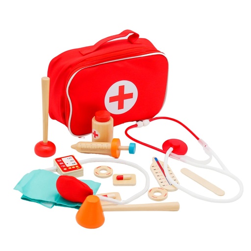 [BDSETDOC] Set Juego de Roles Doctor Niños Madera 12 pcs Bandú