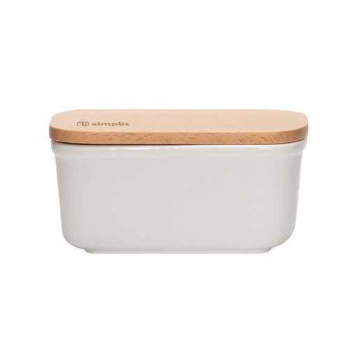 [1660858101318] Mantequillero de Cerámica Tapa Bamboo 300 ml Simplit