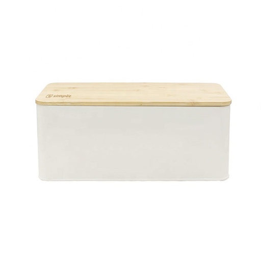 [1660858416606] Panera Metálica con Tapa Bamboo Blanca Simplit
