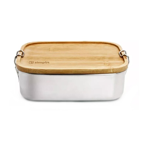 [1660859102915] Tupper de Acero Inoxidable Tapa Madera 800 ml Simplit