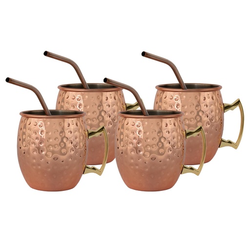 [1658269683485] Set 4 Vasos Moscow Mule Mug Cobre + Bombillas Simplit