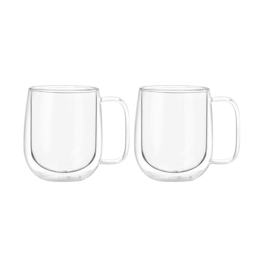 [1659987577541] Set 2 Tazas Mug de Vidrio Doble Pared 300 ml Simplit