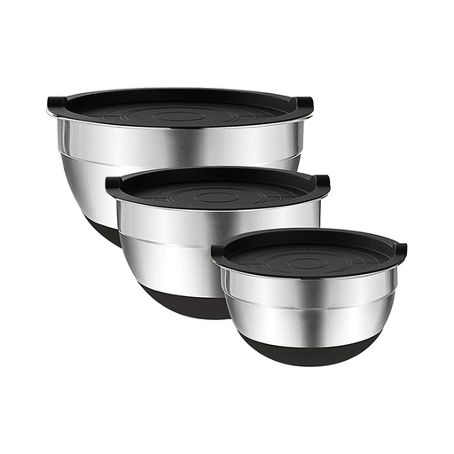 [1654207748340] Set 3 Bowls con Tapa Acero Inoxidable Antideslizante Simplit