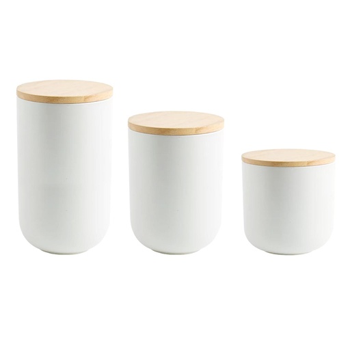 [1662389376894] Set 3 Contenedores Cerámica Hermético Blanco Simplit