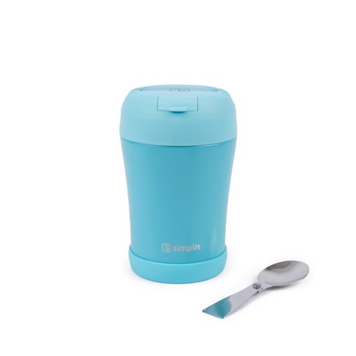 [68142278578308] Termo Comida 400ml Azul Cuchara Acero Inox Simplit