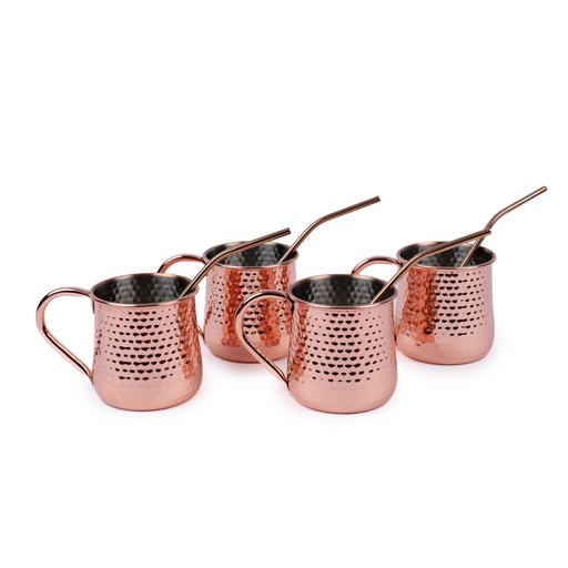 [Pack215] Set 4 Vasos Moscow Mule Mojito Mug Cobre + Bombillas Simplit
