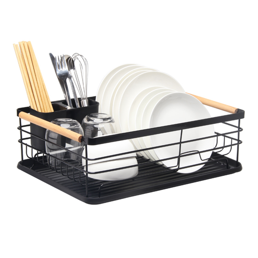 [68540048936286] Secaplatos Escurridor 1 Nivel Acero Inox Negro Simplit
