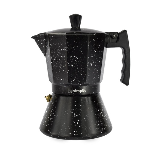 [1629726159155] Cafetera Italiana Negra Granito 4 Tazas Simplit