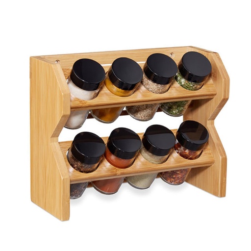 [1660857800718] Especiero Condimentos de Madera 8 Frascos Vidrio Simplit