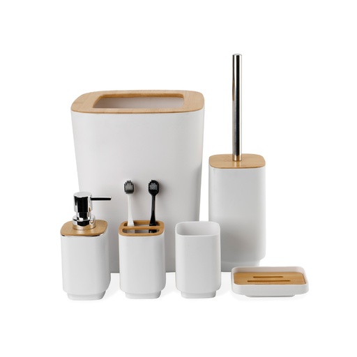 [SIMACCBANB-WH] Set Accesorios de Baño 6pcs Bambo Blanco Simplit