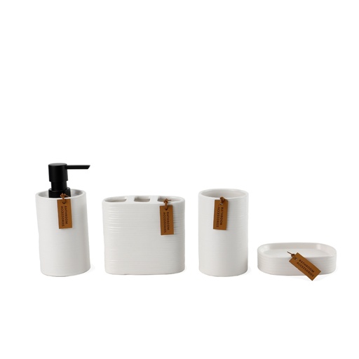 [SIMACCBANC-WH] Set Accesorios de Baño 4pcs Ceramica Blanco Simplit