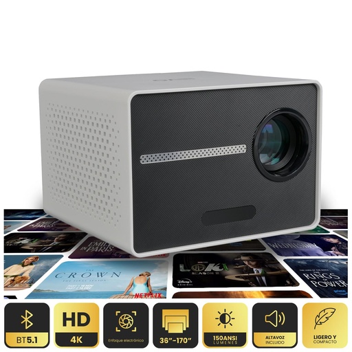 [LVPROHAL] Proyector Portatil Mini Halo 9000lm Bluetooth HD Levo